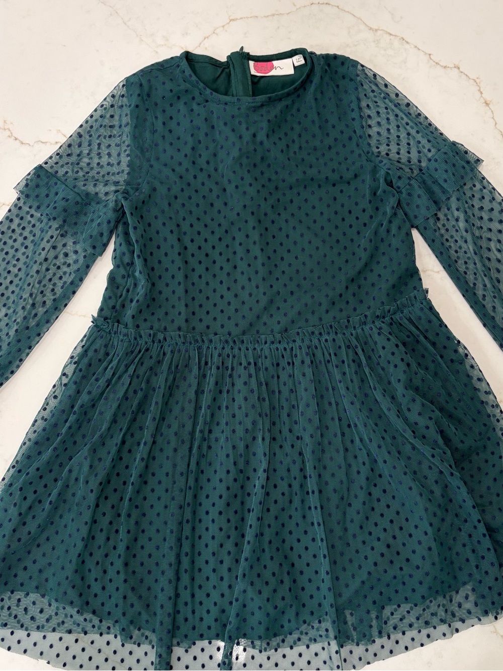 Boden Girls Green Swiss Dot Tulle Dress Size 7-8Y 128cm